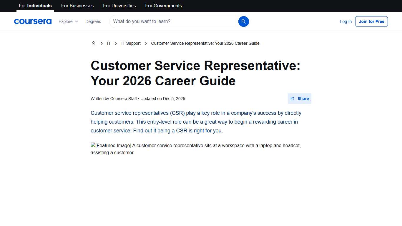 Customer Service Representative: Your 2026 Career Guide Coursera