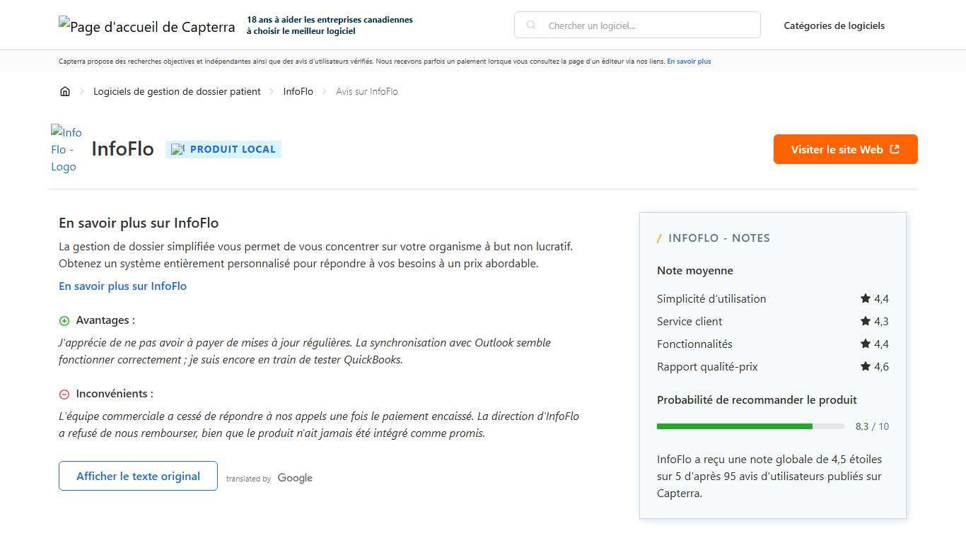 InfoFlo : avis utilisateurs vérifiés - Capterra Canada 2026